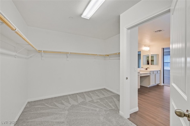 2486 Dragon Fire Ln, Henderson, NV 89052 - walk in closet with a sink, light colored carpet, and visible vents
