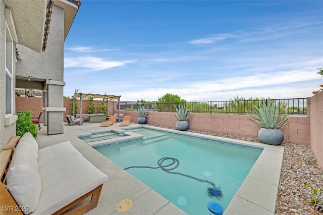 2486 Dragon Fire Ln, Henderson, NV 89052 - view of pool featuring a fenced backyard, a patio area, an outdoor living space, and a fenced in pool