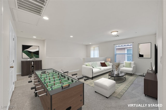 2486 Dragon Fire Ln, Henderson, NV 89052 - game room featuring carpet flooring, baseboards, and recessed lighting