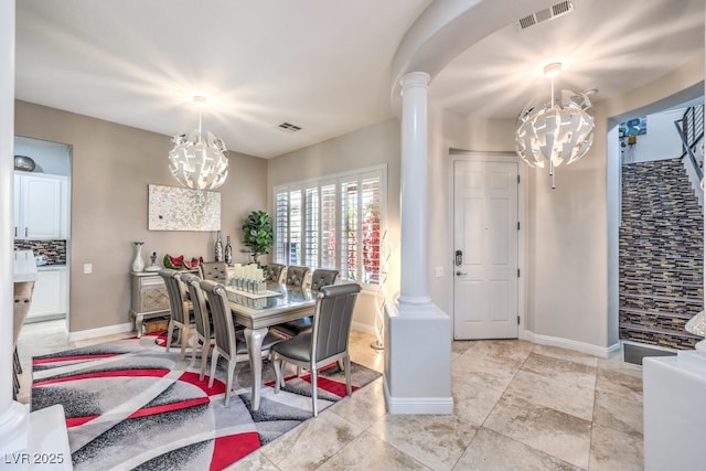409 Lake Windemere St, Las Vegas, NV 89138 - dining area with a notable chandelier, visible vents, and ornate columns