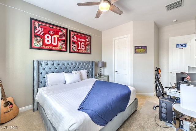 409 Lake Windemere St, Las Vegas, NV 89138 - bedroom with baseboards, ceiling fan, visible vents, and carpet
