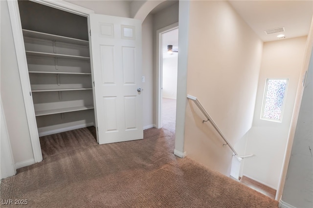 6412 Dimatteo St, Las Vegas, NV 89148 - hall featuring an upstairs landing, carpet floors, and arched walkways