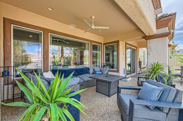 10408 Mezzanino Ct, Las Vegas, NV 89135 - view of patio with an outdoor hangout area and a ceiling fan