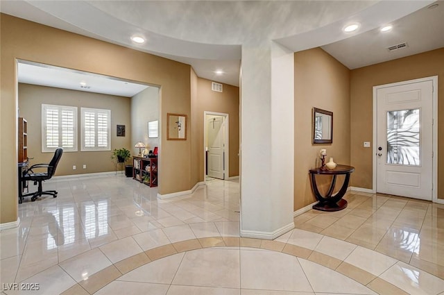 2425 Amatrice St, Henderson, NV 89044 - foyer entrance featuring visible vents, baseboards, light tile patterned floors, and recessed lighting