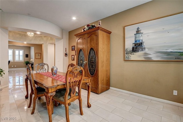 2425 Amatrice St, Henderson, NV 89044 - dining space featuring light tile patterned flooring, baseboards, and recessed lighting