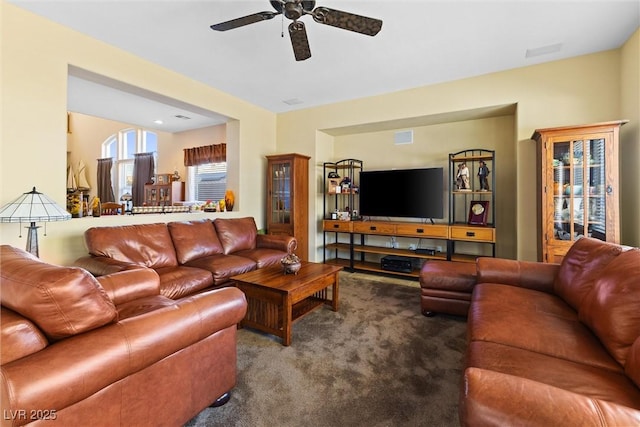 11132 Ferragamo Ct, Las Vegas, NV 89141 - living area featuring ceiling fan and carpet floors