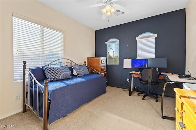 11132 Ferragamo Ct, Las Vegas, NV 89141 - bedroom with carpet, visible vents, baseboards, and a ceiling fan