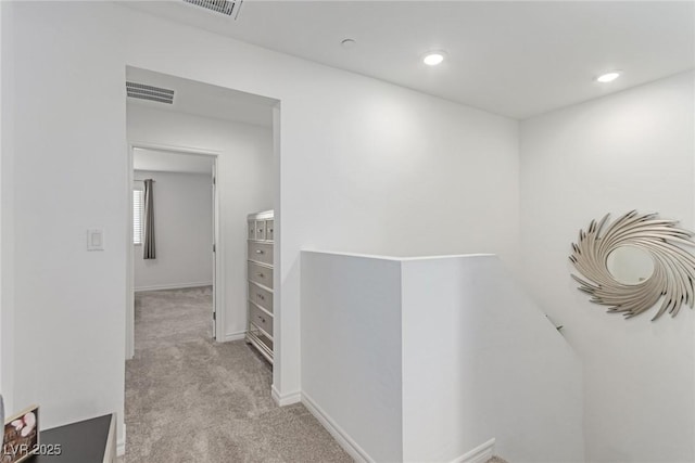 6150 Foxes Dale St, Las Vegas, NV 89166 - corridor with an upstairs landing, carpet floors, recessed lighting, and baseboards