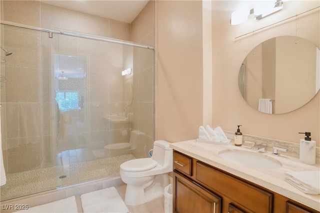 9500 Balatta Canyon Ct, Las Vegas, NV 89144 - full bathroom featuring toilet, a stall shower, and vanity