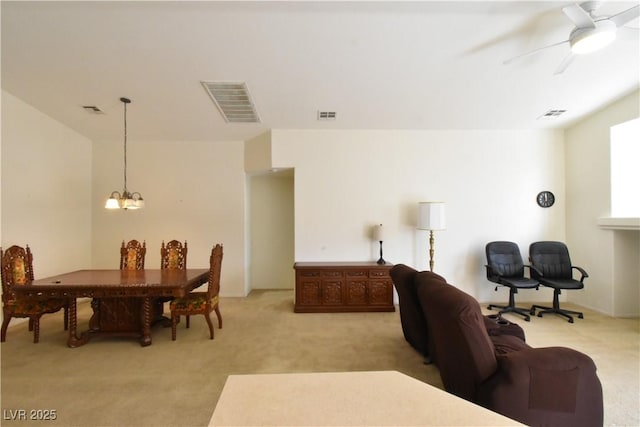 interior space with light carpet and visible vents