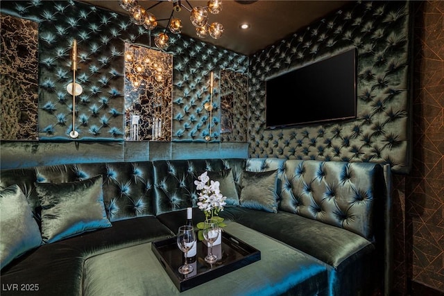 interior space featuring an inviting chandelier and recessed lighting