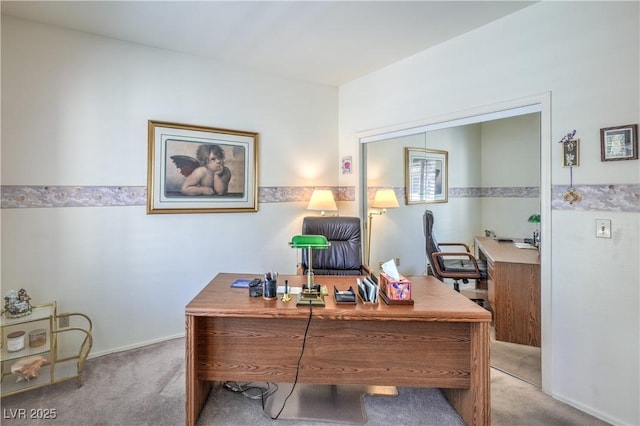 home office featuring carpet flooring