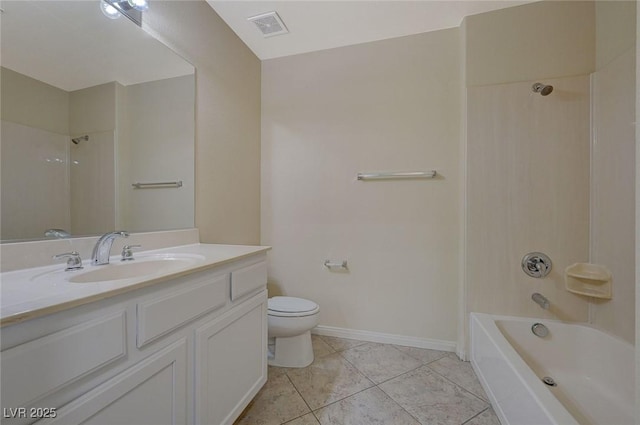 50 E Serene Ave Unit 420, Las Vegas, NV 89123 - bathroom with toilet, tub / shower combination, vanity, tile patterned floors, and baseboards