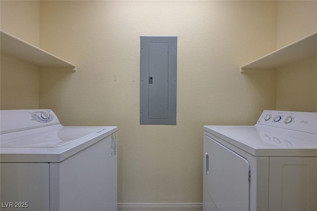 50 E Serene Ave Unit 420, Las Vegas, NV 89123 - clothes washing area featuring electric panel and washing machine and clothes dryer