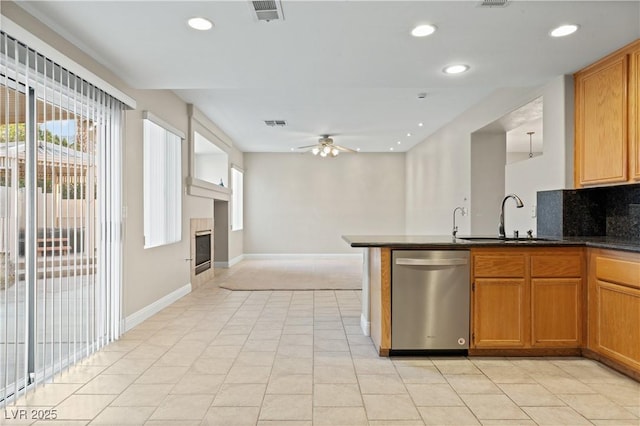1287 Dove Tree Ct, Henderson, NV 89014 - kitchen with a sink, recessed lighting, visible vents, and dishwasher