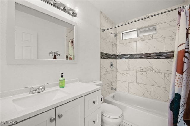 3208 Alcoa Ave, Las Vegas, NV 89102 - bathroom with vanity, toilet, and shower / bathtub combination with curtain