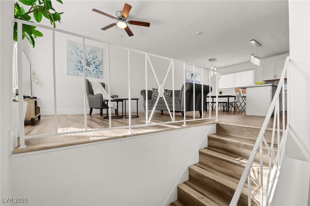 3208 Alcoa Ave, Las Vegas, NV 89102 - staircase with a ceiling fan