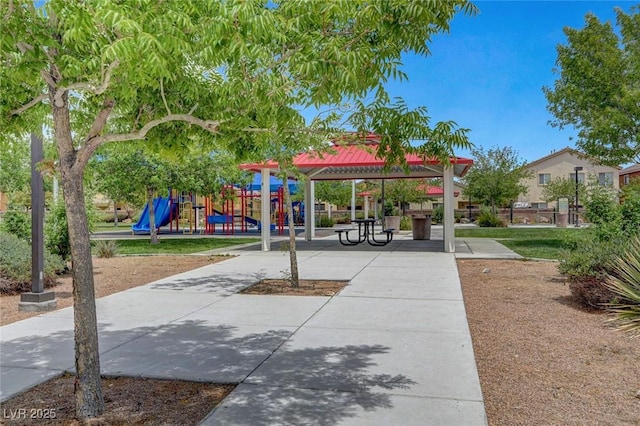 view of property's community with a gazebo and playground community