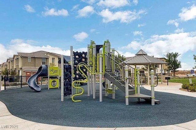 communal playground featuring a gazebo