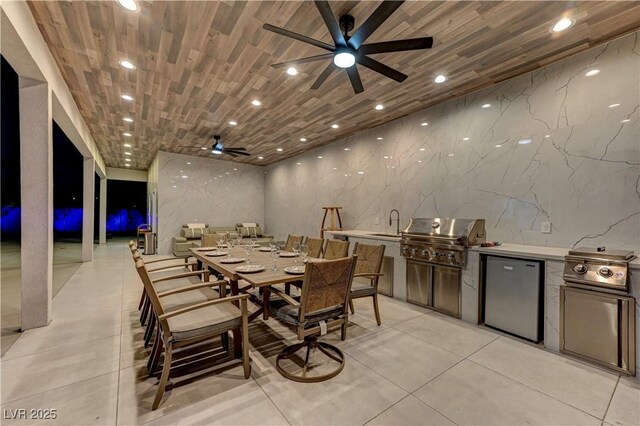 dining room featuring recessed lighting and ceiling fan
