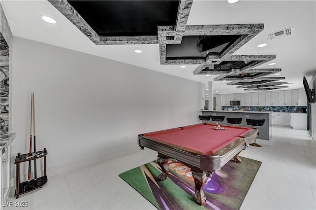rec room featuring recessed lighting and billiards table