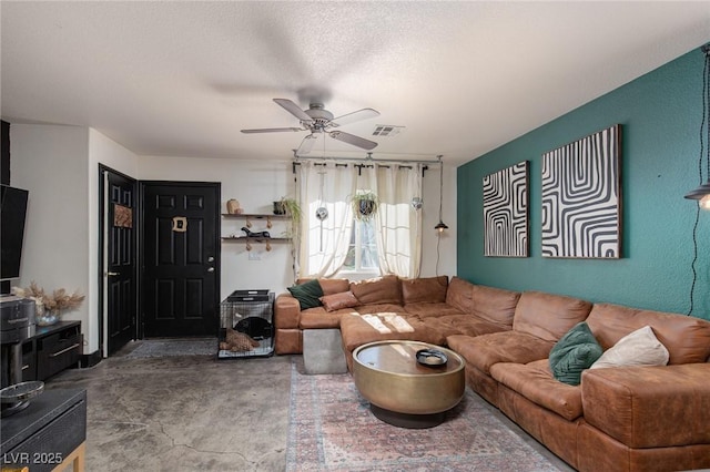 10403 Fancy Fern St, Las Vegas, NV 89183 - living room featuring ceiling fan and concrete floors