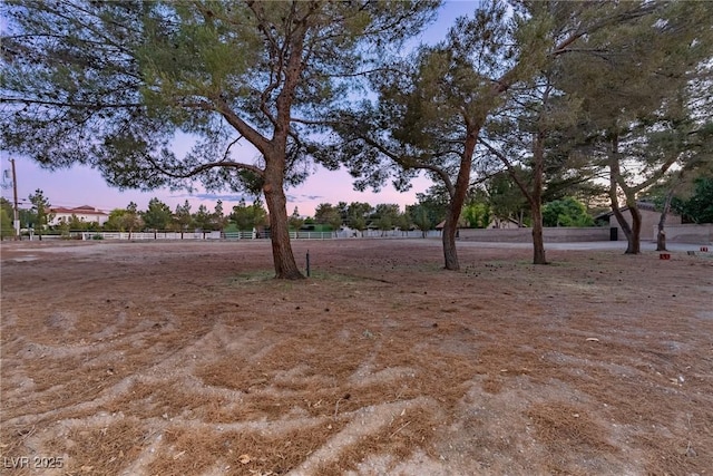 view of yard at dusk
