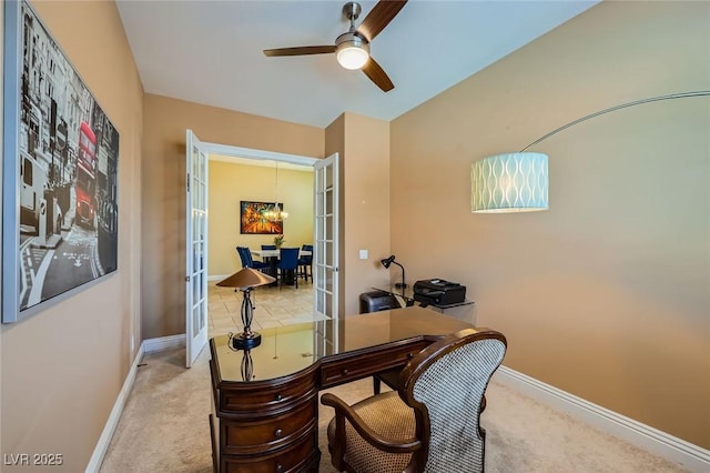 7418 Lawrence Powers Ct, Las Vegas, NV 89129 - office space with a ceiling fan, carpet floors, and baseboards