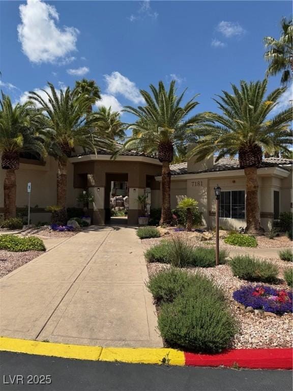view of front of property with stucco siding and driveway