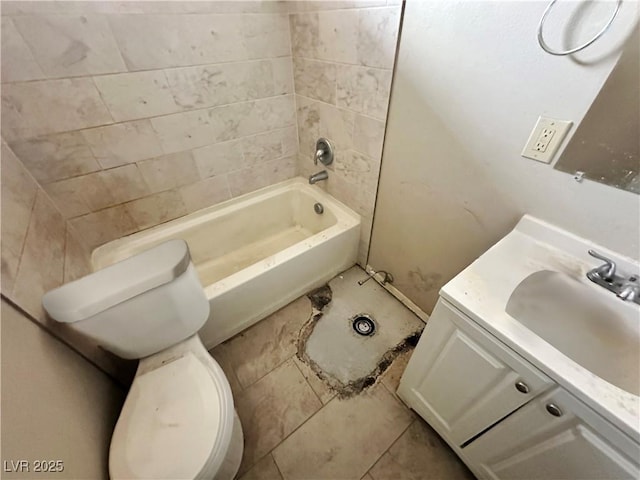 1004 Stone River Dr, North Las Vegas, NV 89030 - full bathroom with toilet, vanity, tile patterned flooring, and shower / washtub combination