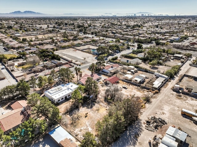 aerial view featuring a residential view and a mountain view