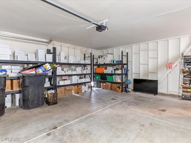 garage with a garage door opener