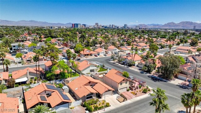 aerial view with a residential view and a mountain view
