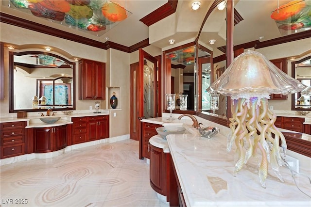 35 Ventana Canyon Dr, Las Vegas, NV 89113 - full bath featuring ornamental molding and two vanities