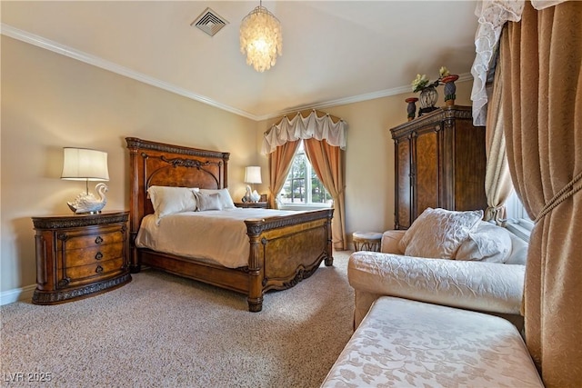 35 Ventana Canyon Dr, Las Vegas, NV 89113 - bedroom with crown molding, light colored carpet, baseboards, and visible vents