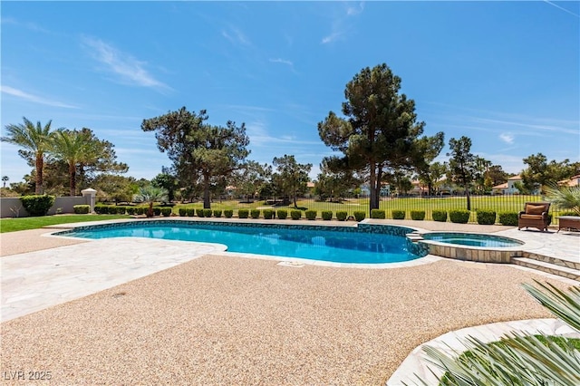 35 Ventana Canyon Dr, Las Vegas, NV 89113 - view of pool featuring a patio area, a pool with connected hot tub, and fence