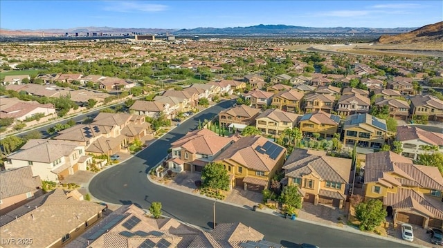 aerial view with a residential view and a mountain view