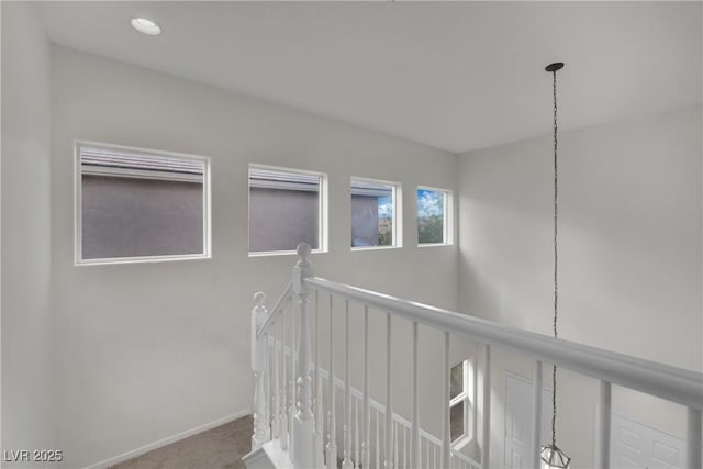 2749 Invermark St, Henderson, NV 89044 - hall featuring carpet, an upstairs landing, and recessed lighting