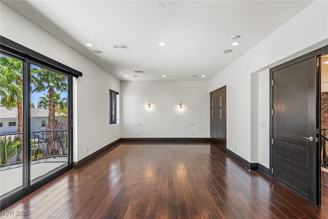 9501 Balatta Canyon Ct, Las Vegas, NV 89144 - spare room with baseboards, hardwood / wood-style floors, visible vents, and recessed lighting
