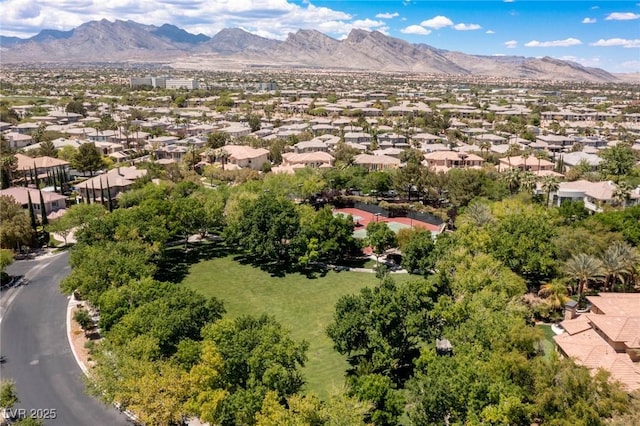 9501 Balatta Canyon Ct, Las Vegas, NV 89144 - drone / aerial view with a mountain view and a residential view