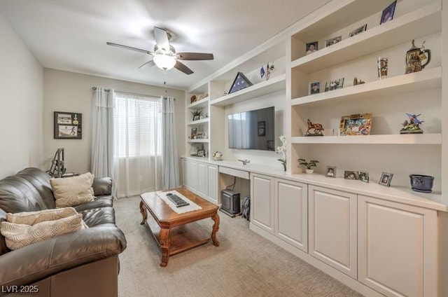 8257 Skye Peak St, Las Vegas, NV 89166 - living area with a ceiling fan and light colored carpet