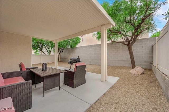 view of patio / terrace with a fenced backyard and grilling area