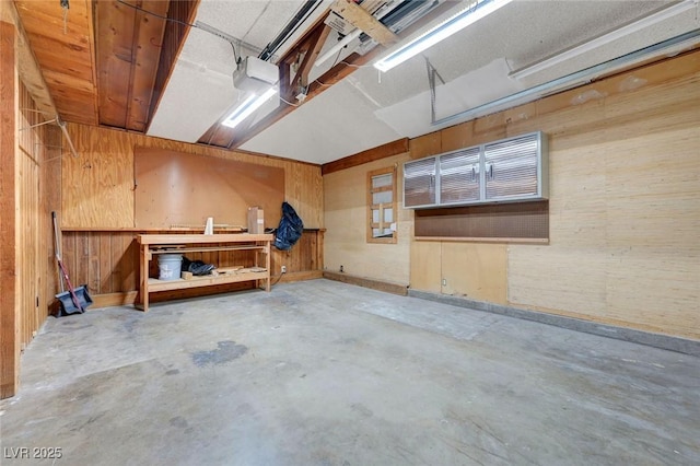 garage with wooden walls