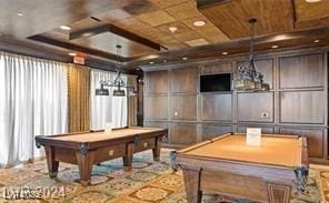 9101 Alta Dr Unit 507, Las Vegas, NV 89145 - rec room featuring pool table, a decorative wall, and coffered ceiling