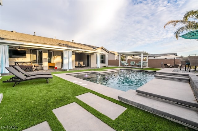 5865 Alice Landing Ct, Las Vegas, NV 89149 - view of pool with a patio area and a ceiling fan