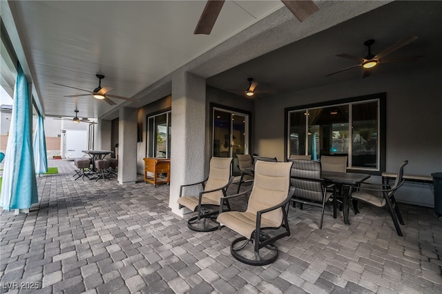 5865 Alice Landing Ct, Las Vegas, NV 89149 - view of patio featuring ceiling fan and outdoor dining space