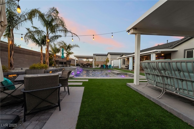 5865 Alice Landing Ct, Las Vegas, NV 89149 - yard at dusk featuring a patio