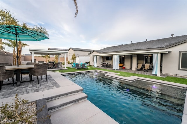 5865 Alice Landing Ct, Las Vegas, NV 89149 - view of pool with outdoor dining area, a patio area, outdoor lounge area, and fence
