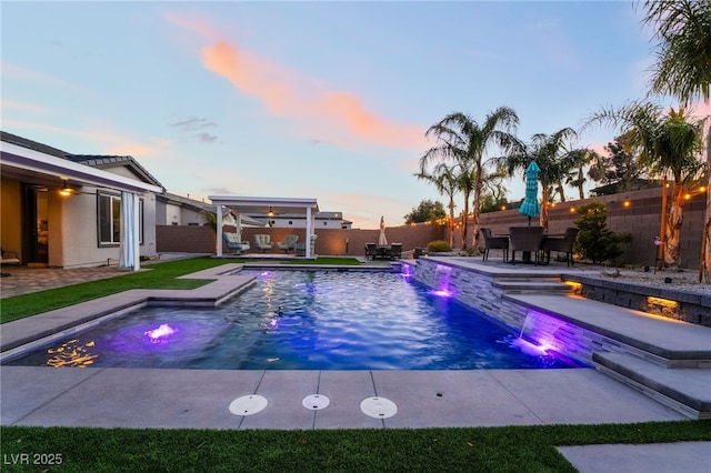 5865 Alice Landing Ct, Las Vegas, NV 89149 - view of pool featuring a fenced backyard, a patio area, and outdoor dining space