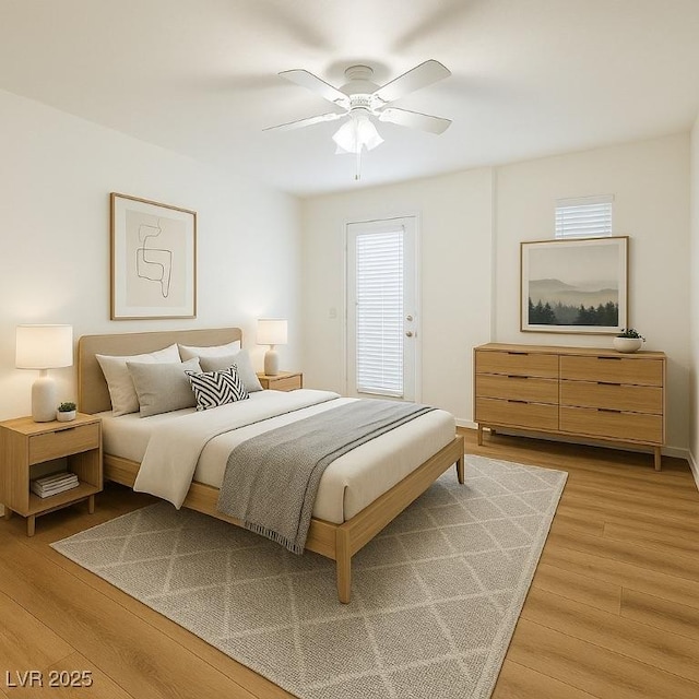 10372 Beautiful Fruit St, Las Vegas, NV 89183 - bedroom with light wood-type flooring, multiple windows, and ceiling fan